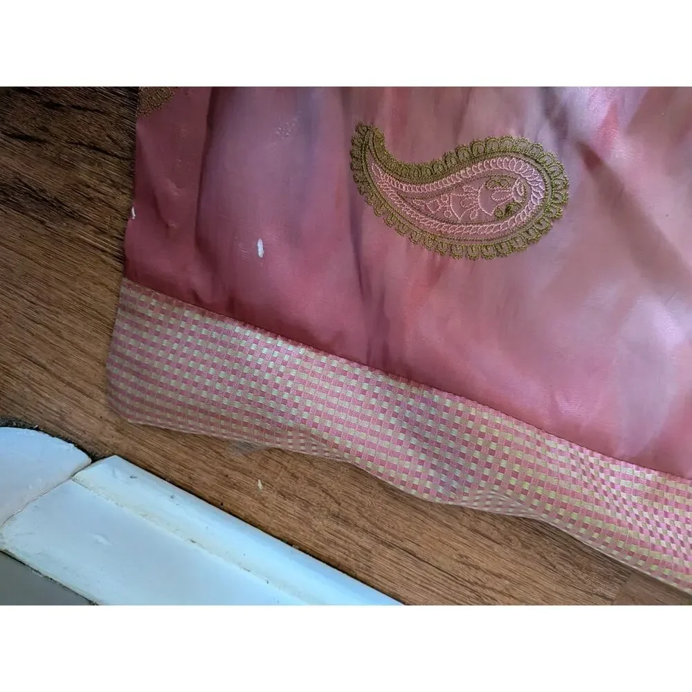 Banasata Pink Sarees Silk Embroidered Paley Saree 84 x 92 each 2 panels